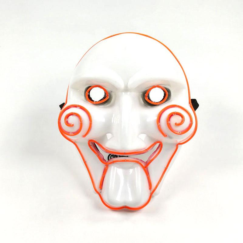 LED Light Up Chainsaw Crying Mask Carnival Halloween Dance Cosplay Jigsaw Killer Disguise Mask Glowing Movie Major Creepy Mask