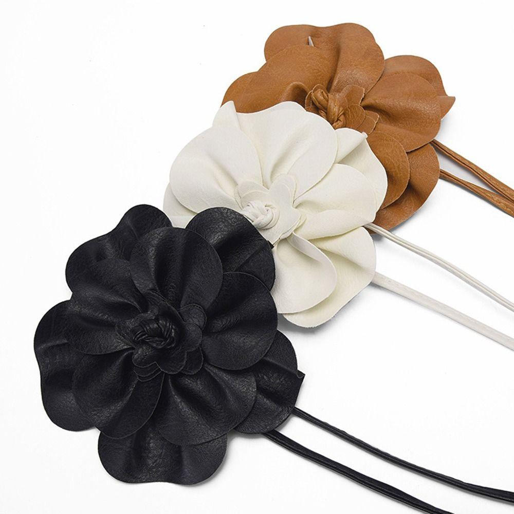 Fashion PU Leather Flower Rope Belts Decorative Luxury Floral Waist Chain DIY Waist Bands For Women Lady Girl