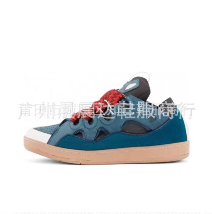Men'S And Women'S Leather Splicing LaceUp Curb Sports And Leisure Shoes Retro Board Shoes Dad Shoes