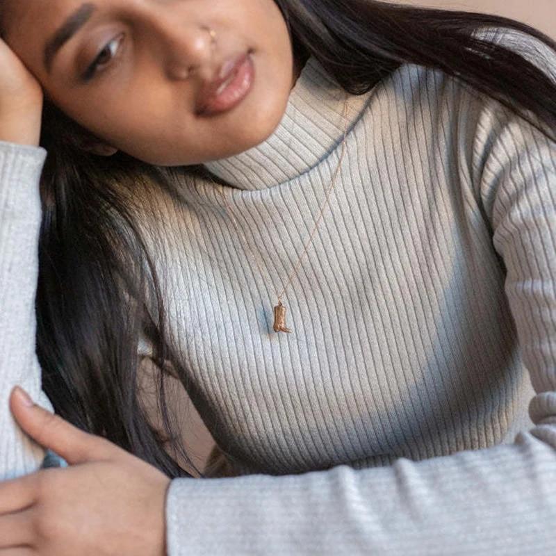 Ковбойские сапоги в стиле вестерн из нержавеющей стали золотого цвета, ожерелье с подвеской для женщин, цепочки на воротнике, ожерелья, подарки в стиле пастушки