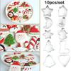 New 10PCS/Set Stainless Steel Christmas Cookie Cutters Xmas Tree Star House Bells Snowflake Baking Cake Biscuit Fondant Mold