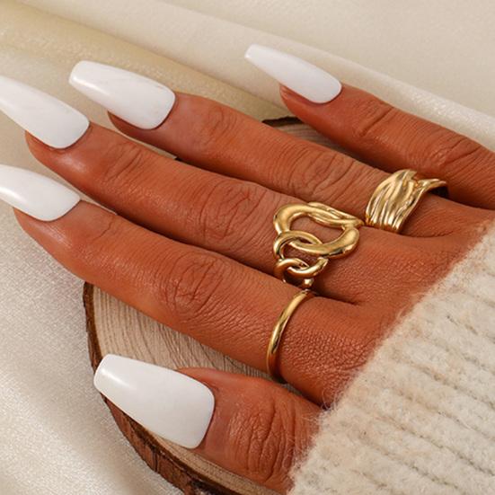 3 шт./компл. набор женских колец разной формы, нерегулярные полые полированные, гладкие, открытые, регулируемые из нержавеющей стали