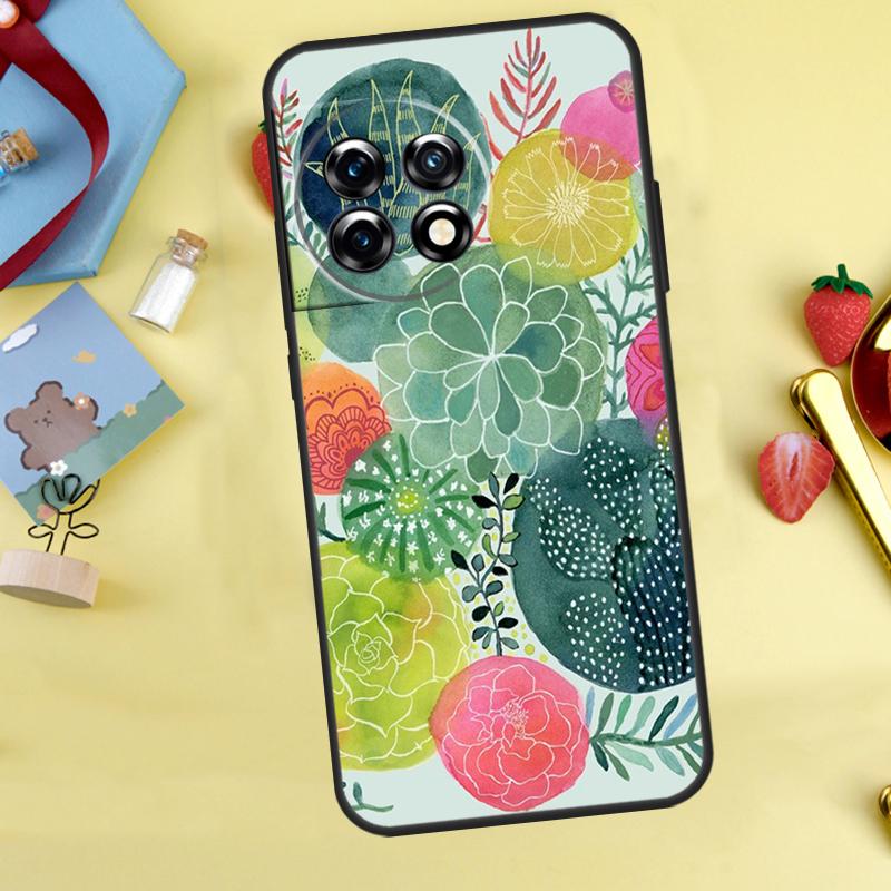 Cactus Succulent Case For OnePlus 13R 12R 13T 15 13 12 11 10 9 10R 10T 8T Nord 5 CE 4 2 3 Lite N20 N30 Cover