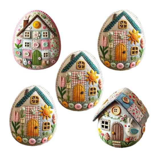 Patchwork Egg House Kit DIY Patchwork Felt Egg House Craft Kit Easter Decor
