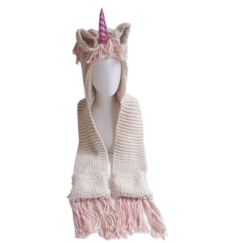 Cute Colorful Unicorn Hats For Kids Cozy Knitted Capes Handmade Scarves Winter Accessories