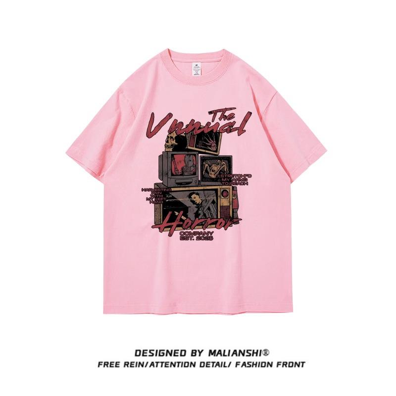 Женская футболка свободного кроя 2025 года из хлопка в стиле хип-хоп с рисунком из мультфильмов