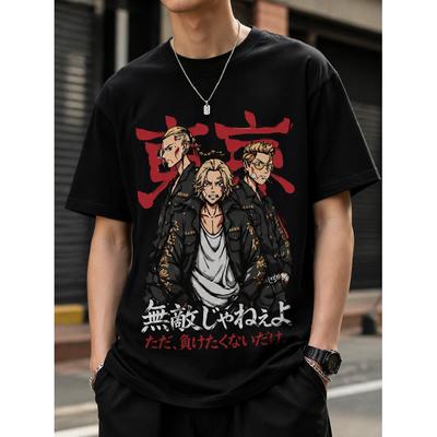 Мужская футболка с графическим принтом из аниме Tokyo Revengers, короткий рукав, круглый вырез, хлопок, уличный стиль, повседневный летний топ для поклонников японской манги