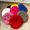 Seat Cushion Round Futon Design Furry Short Plush Surface Extra Thick Chair Floor Cushion Anti-Slip Design Solid Color Chair Cushion