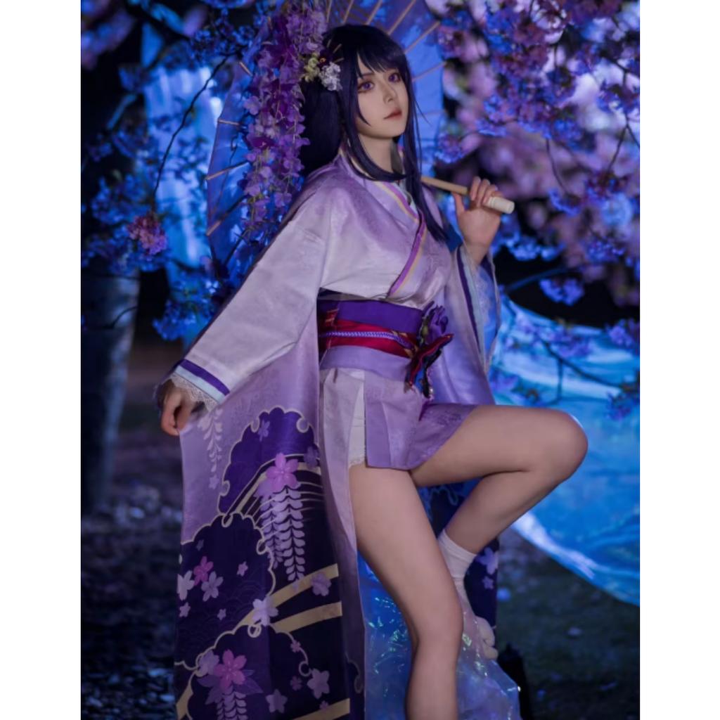 Genshin Impact Кос Костюм Бог Грома Баржен Громовой Генерал Теневой Воин Косплей Игра Анимация Кимоно Женский Тень КОС