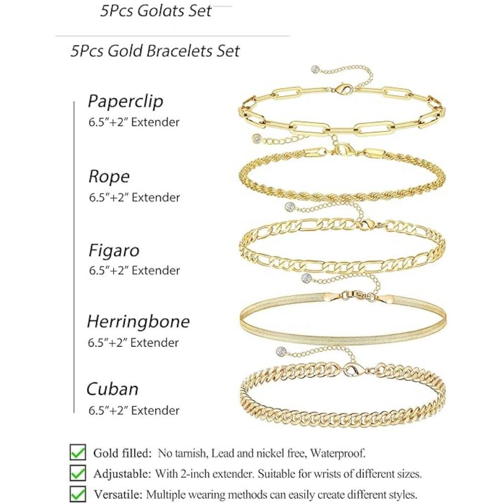 Bracelets for Women, Jewelry Sets for Women Cute Tennis Beaded Bracelets for Women Cuban Link Paperclip Chain Dainty Bracelet Pack Gifts for Women