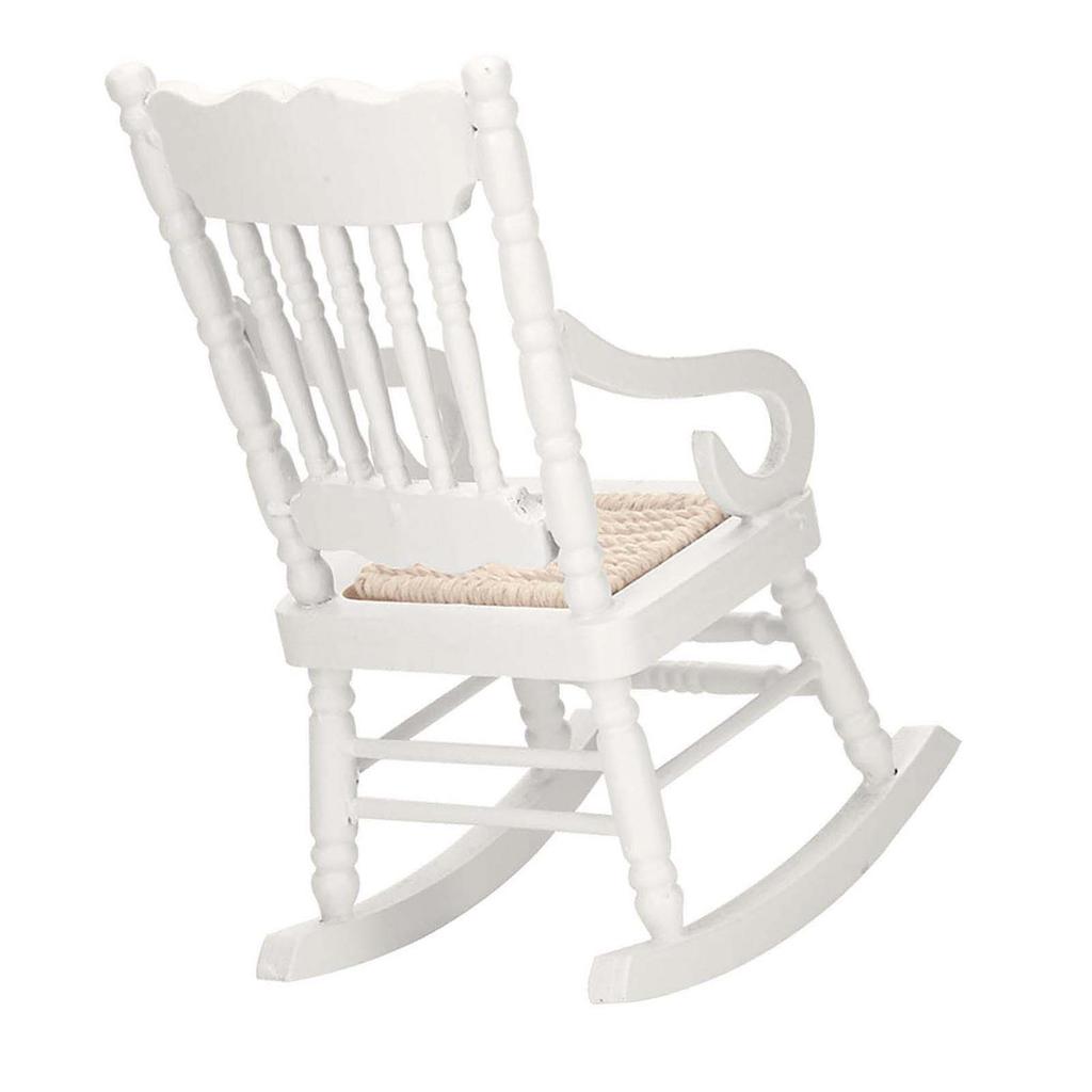 1:12 Dollhouse Miniature Furniture Wooden Rocking Chair for Dolls House Accessories Decor Toys