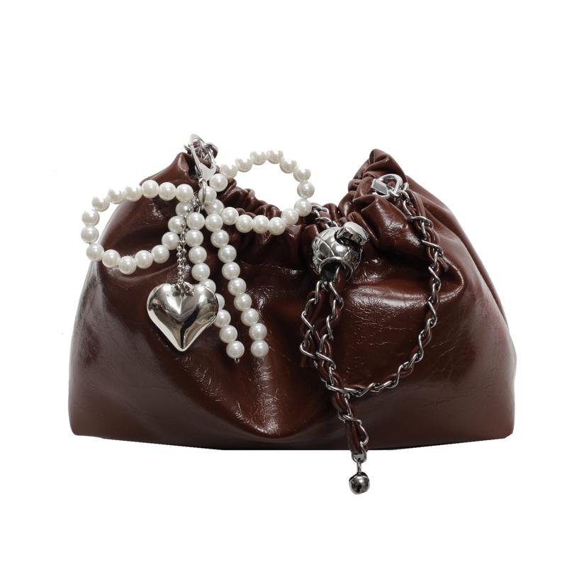 Женские сумки в западном стиле с улучшенной текстурой, новый стандарт моды, жемчужная цепочка, подвеска-дуга, универсальная сумка на одно плечо