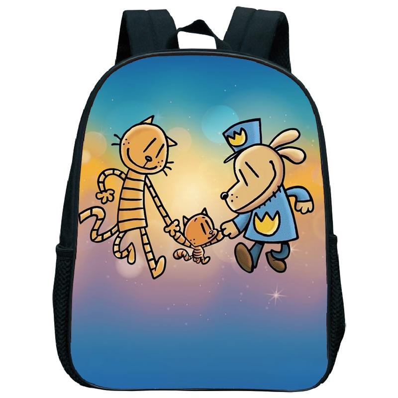 Dog Man Kindergarten Backpack 12 Inch Dogman Children Boy Girl Nursery Shoulder Bag Toddler Back to School Birthday Gift
