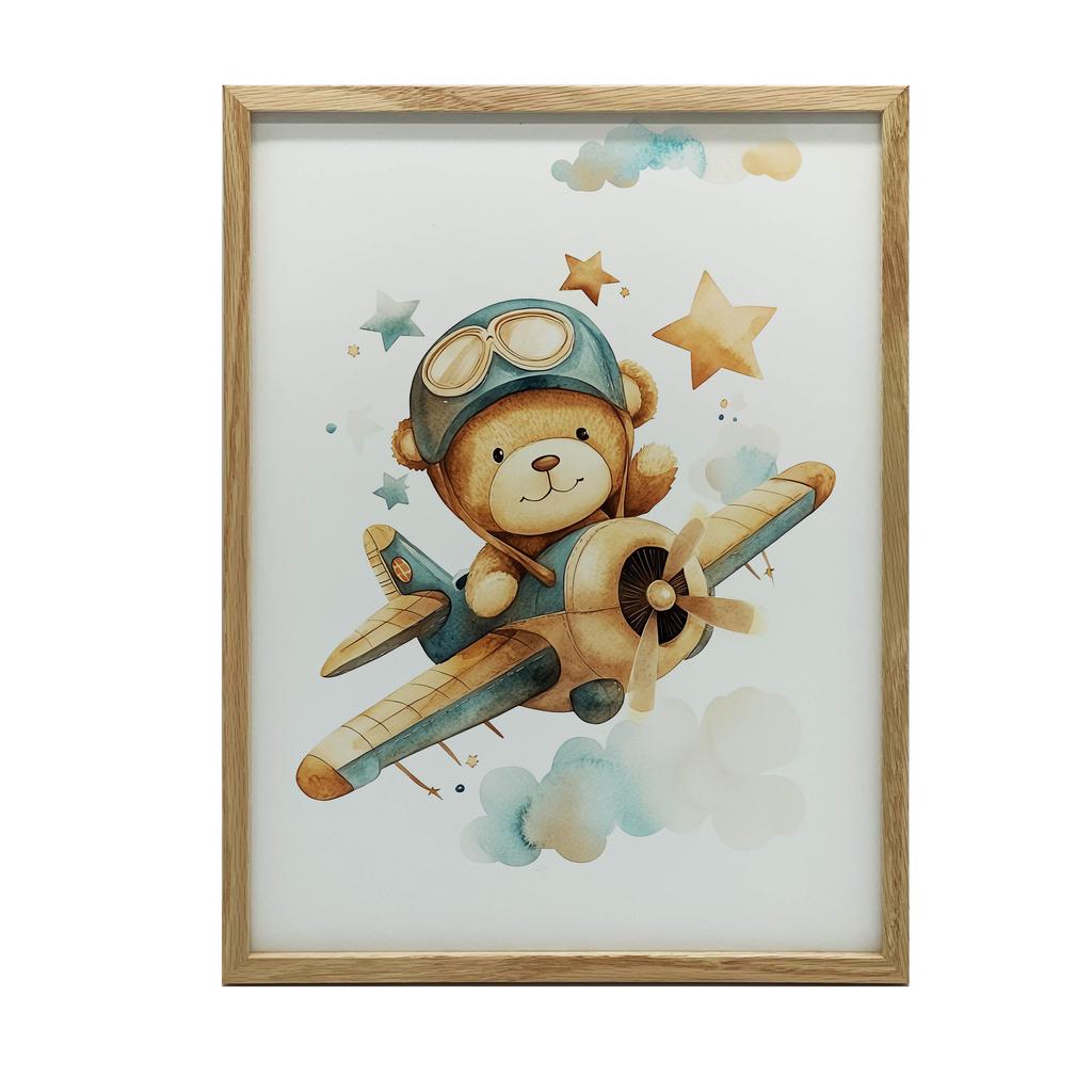 Flying Bear Pilot Poster Flying Bear Pilot Poster, 40X50 Cm, Gold Aluminum Frame, 230 Gsm Matte Paper
