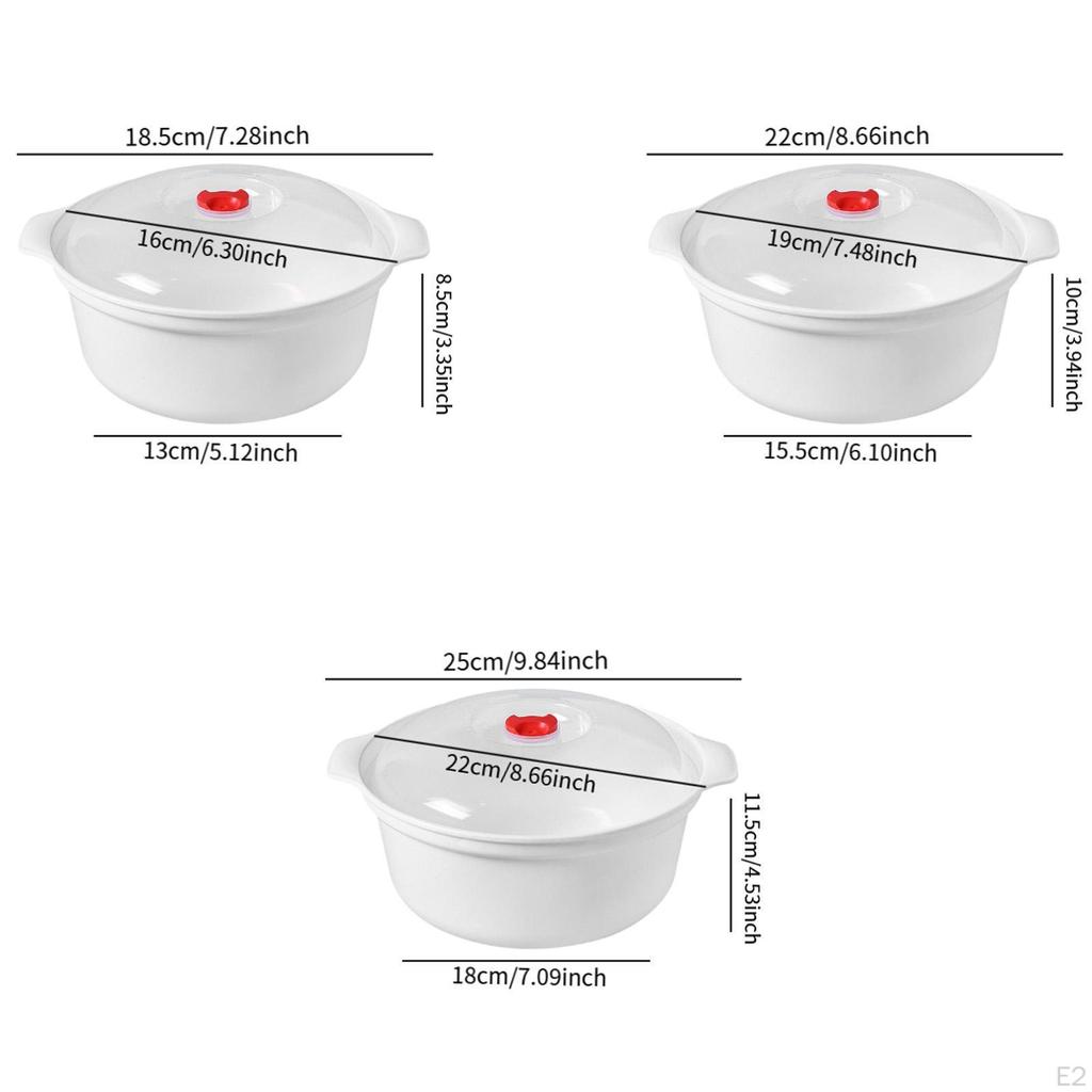 3x миски с крышками для микроволновки, посуда для подогрева еды, салата, лапши, хранения