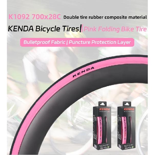 Kenda K1092 Новые шоссейные покрышки для велосипеда, устойчивые к проколам и скольжению, ультралегкие, складные, 700x28c, Kountach Elite, розовая боковина