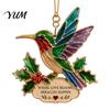 Christmas Tree Hanging Decorations Faux Stained Glass Ornaments, 2D Hummingbird Dachshund Highland Cow Party Ornaments Decoration for Indoor