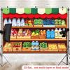 Двумерный гобелен для детской комнаты, полки продуктового магазина с овощами и напитками, декор