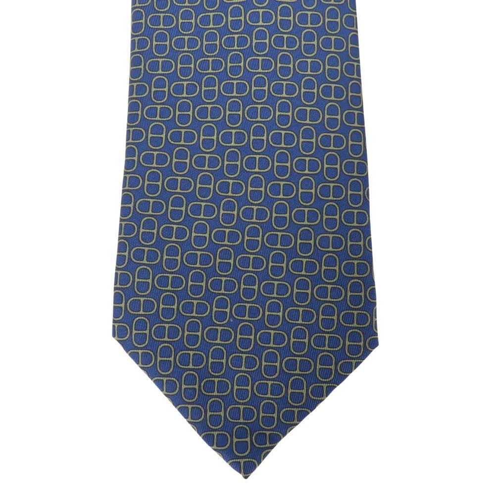 Used HERMES Tie Shane Dunkle Pattern Owl Silk Navy Suit