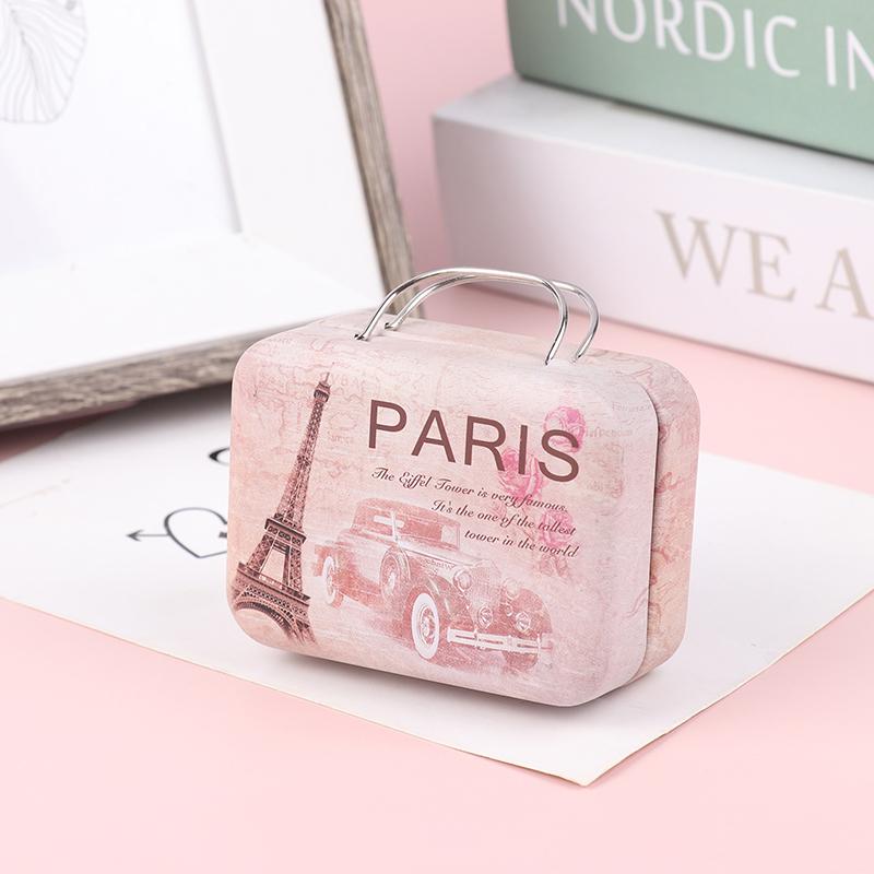Vintage Mini Suitcase With Handle Candy Tinplate Storage Box For Wedding Gift