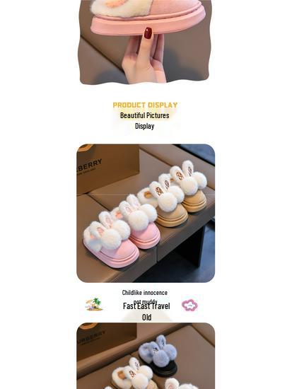 Женские зимние ботинки на каблуке и хлопковые 2024 Год Лошади: Нескользящая плюшевая теплая обувь для детей.