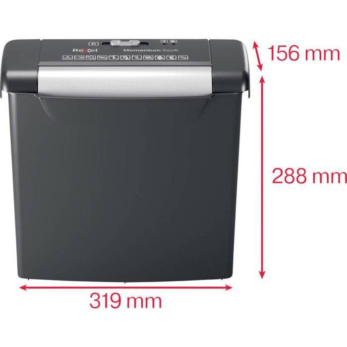 Déchiqueteuse de papier - Rexel - Momentum S206 - P-2 - 6 mm - Panier 9 L
