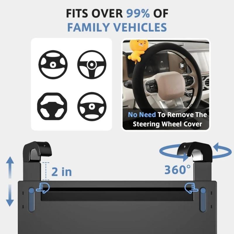 Computer Bracket Auto Steering Wheel Tray Mount Car Tray Table Food Tray Desk Folding Laptop Desk Adjustable Water Cup Car Tray