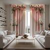 2 Pieces HD Digital Pink Color Simple Romantic Gentle Wind Curtains Home Decorating Style Decoration Living Room Bedroom Through