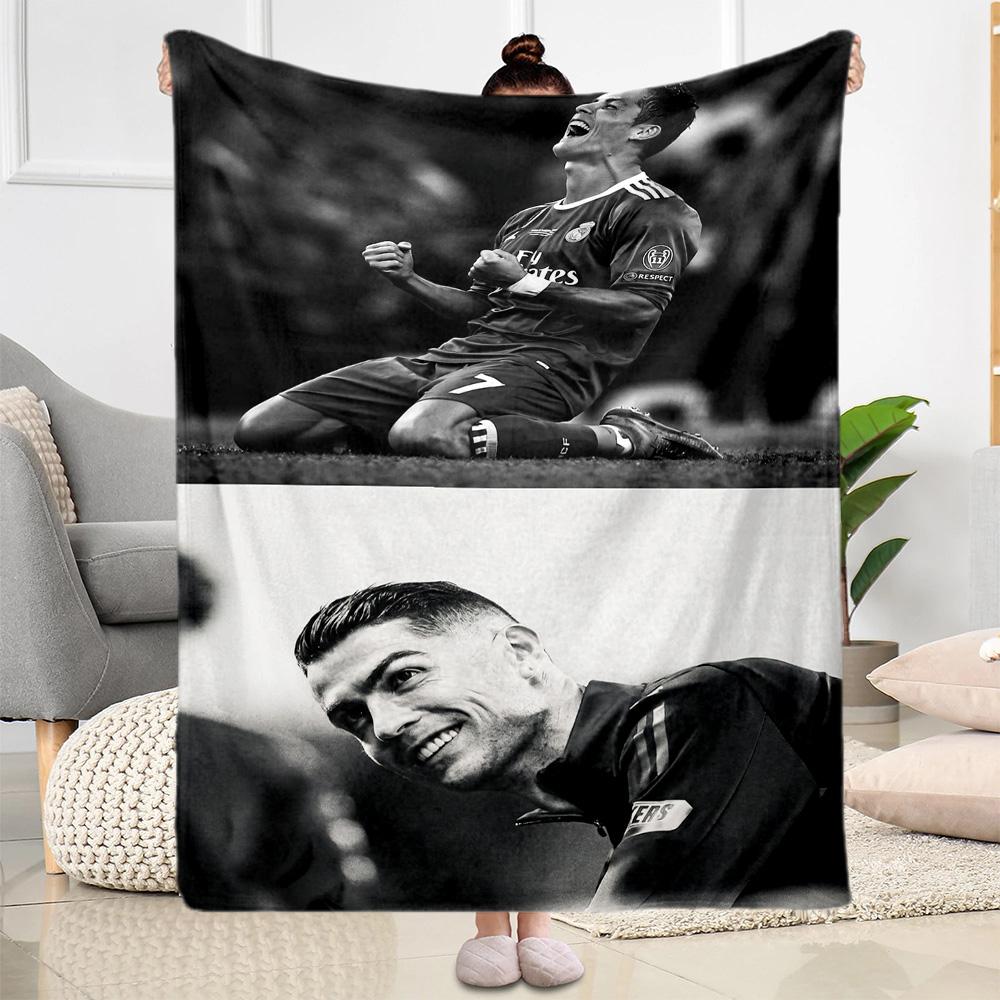 Football Legend Celebration Blanket Soft Warm Cozy Perfect for Chair Picnics Seaside All-Season Use Modern Style