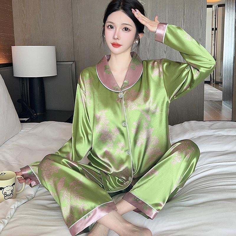 Пижама женская с длинными рукавами пижама костюм с цветочным принтом высококачественная можно носить на улице домашняя одежда пижама