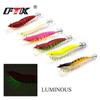 FTK Luminous Bait Squid Hook Wooden Shrimp Bait Soft Foot Fixture Realistic Simulation Silicone Octopus Bait with Sound Fishing Tackle