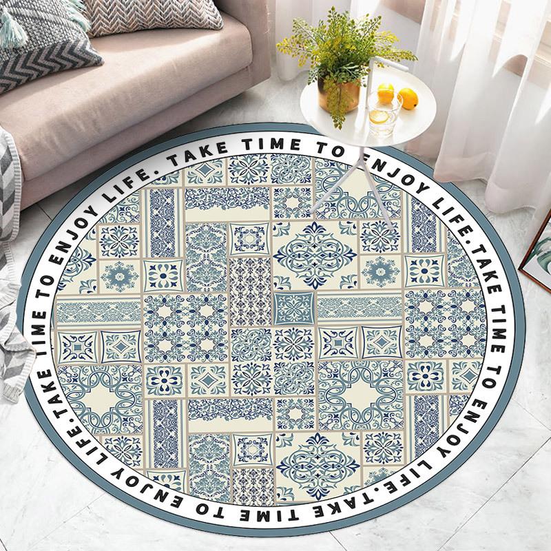 Круглый ковер Домашнее украшениеКоврик для стулаМягкие ковры для гостинойНескользящий коверКоврик для спальни