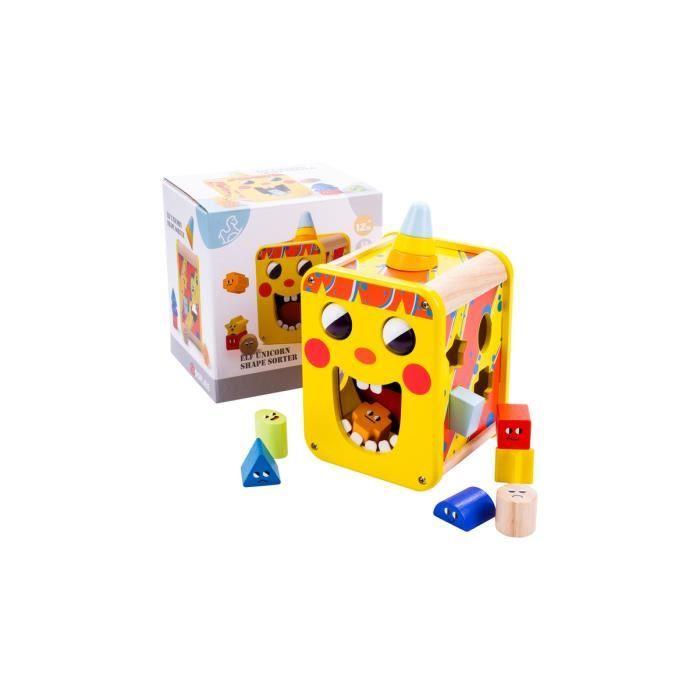 Wooden Shape Sorter Unicorn Elf - Early Learning Cube Toy for Children 1 To 3 Years Old