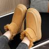 Осенне-зимняя корейская версия зимних ботинок Plus Velvet Snow Boots, женские однотонные ботинки среднего размера с увеличенным верхом, повседневные теплые хлопковые ботинки