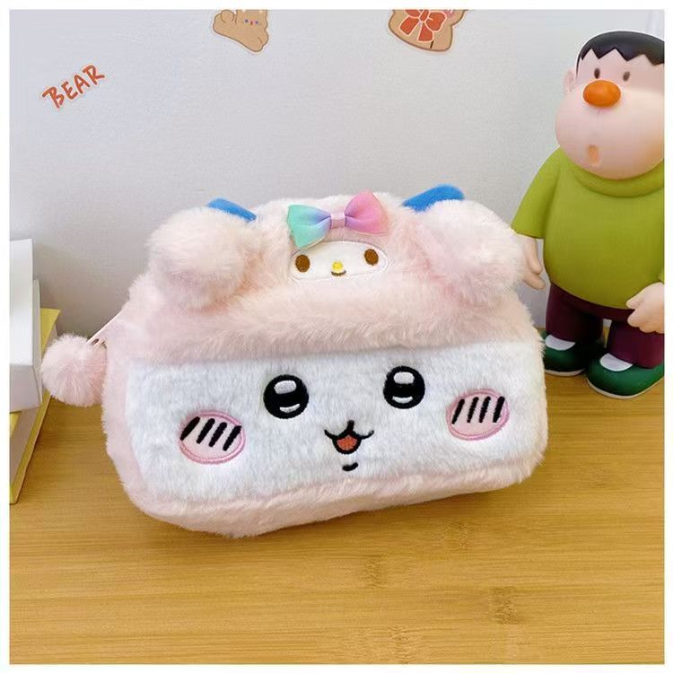 Cute Cartoon Chiikawa Plush Storage Bag Fit Kawaii Large Capacity Beauty Toiletry Makeup Pencil Casegirl Heart Birthday Gift