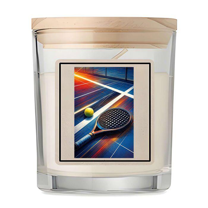 Bougie parfumée - PLANETEE - Padel Action Nocturne - Senteur vanille - Couvercle bambou - Pot verre 8,5×7 cm