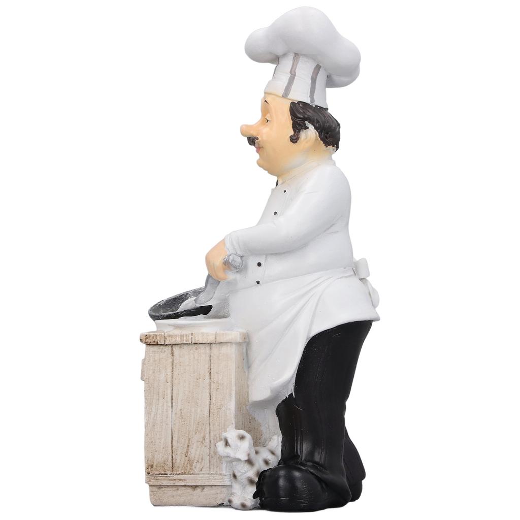 Chef Cooking Figurine Small Stereoscopic Art Ornament Resin Decoration Statue for Kitchen Living Room Bedroom