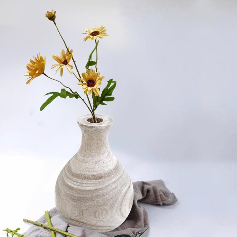 1шт Цветочная композиция Натуральный цвет Деревянная ваза Шикарный настольный орнамент Минималистичные сухоцветы Дзен Дизайн Цветы Бутылка