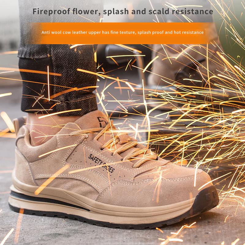 Oulylan Мужские защитные ботинки с защитой от ударов, стальной подносок, дышащие, противоскользящие, рабочие ботинки, удобная защита от проколов, защитная обувь