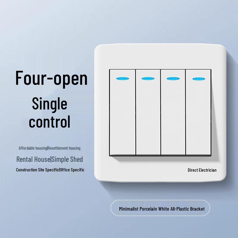 International Electric 1-Gang 4-Way Wall Switch Panel with Triple Button for Bedside Lamp