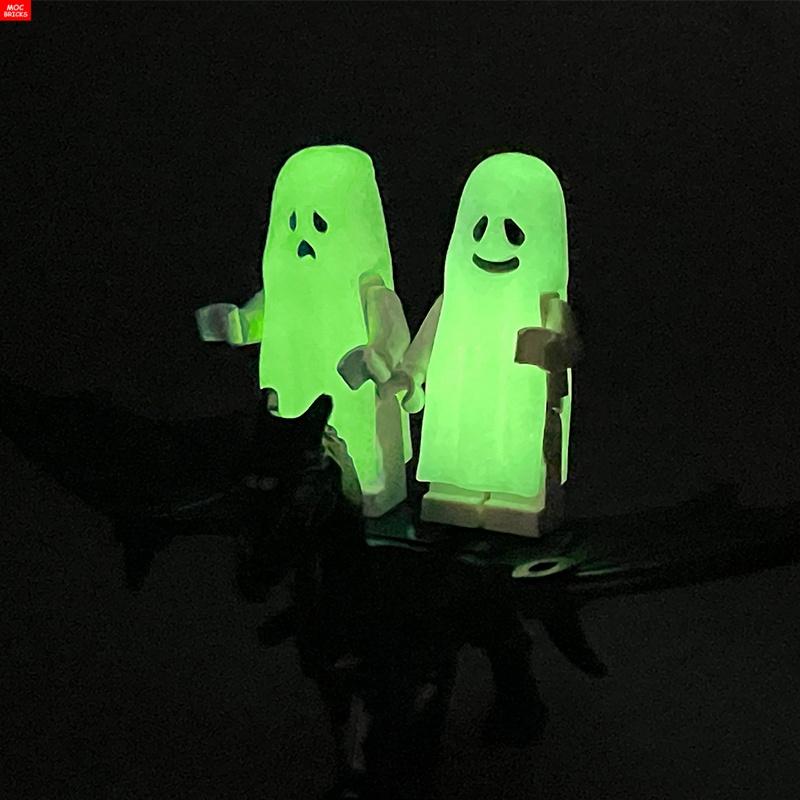MOC Кирпичи MOC0033 Плачущий Улыбающийся Призрак Повозка Тележка Тьма Светящаяся Сцена Конная Битва DIY Образовательные Строительные Блоки Игрушка для Мальчиков