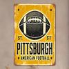 Винтажная жестяная табличка Pittsburgh Steelers 8x12 – Ржаво-желтое металлическое настенное искусство для фанатской пещеры и дома