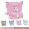 Косметичка с вышитым алфавитом, удобная дорожная сумка для хранения, большая вместительная полосатая косметичка
