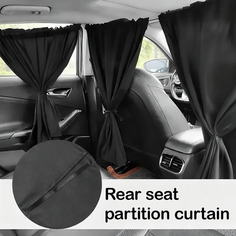 4Pcs Car Privacy Curtains Universal Divider Curtain Between Rear Seat Auto Blackout Sun Shades Side Window Covers Accessories