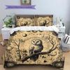 Barn Owl Pattern Bedding Quilt Set  Home Decoration  Gift (1 * duvet cover + 2 * pillowcase  without core)