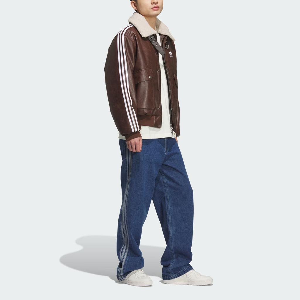 Adidas Оригинальная куртка с PU-подкладкой FW25 Логотип бренда Три полоски Теплая Спортивная Свободного кроя С длинным рукавом Хлопковое пальто Мужские куртки KF3692