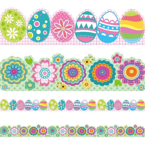 69ft Easter Bulletin Board Borders Easter Eggs Spring Theme Flowers Bulletin Board Decorations Spring Trim Border Paper Holiday Borders Border for