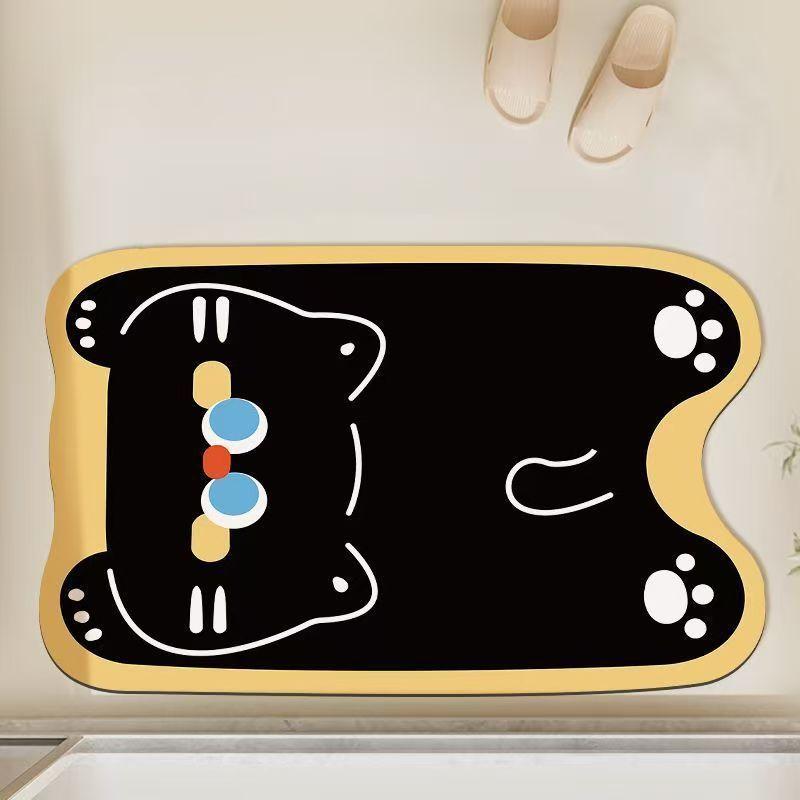 Cartoon bathroom absorbent and easy to dry foot mat, anti slip mat for entering the home, bathroom diatomaceous earth floor mat