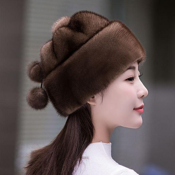 Шапка женская зимняя теплая из норки, флисовая хлопковая шапка из норки