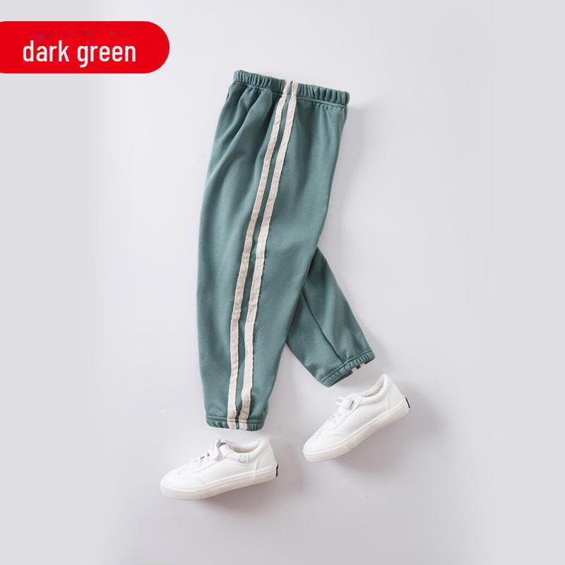 Boys' and Girls' Velvet-Lined Autumn Sports Pants - Warm Casual Wear for Spring and Fall
